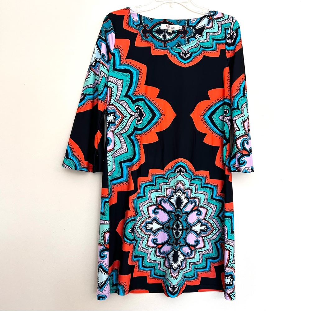 Aryeh Vibrant Multicolor Long Bell Sleeve Dress